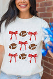 White Bowknot Rugby Graphic Crew Neck Tee Aaria Tees