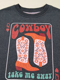 Cowboy Queen Card Drop Shoulder Graphic Sweatshirt Aaria Tees