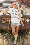 Khaki Patriotic Flag Bow Graphic Starry Round Neck T Shirt Aaria Tees