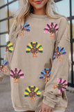 Orange Turkey Graphic Corded Baggy Sweatshirt Aaria Tees