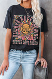 Black Always Keep Growing Butterfly Flower Crewneck Graphic Tee Aaria Tees