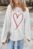 White Glittering Heart Printed Corded Valentines Pullover Sweatshirt - Aaria Tees Aaria Tees