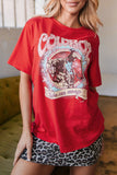 Tomato Red COWBOY Take Me Away Graphic Western Loose Tee Aaria Tees
