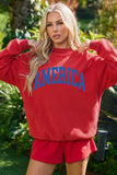 Light Grey Mock Neck Reversible USA/America Graphic Sweatshirt - Aaria Tees Aaria Tees