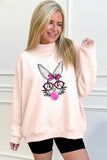 Apricot Pink Bubble Gum Bunny Chenille Patch Sweatshirt Aaria Tees