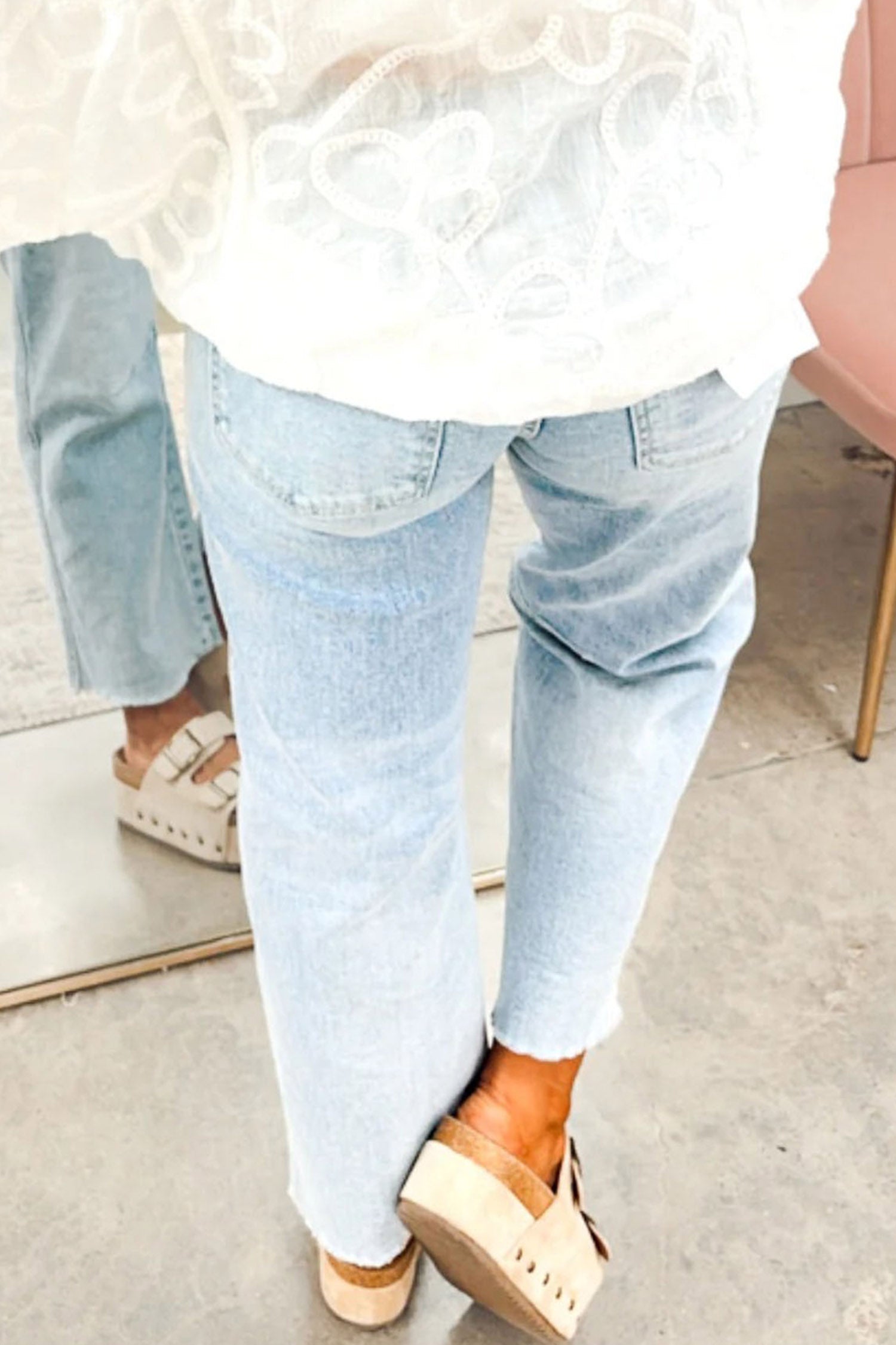 Beau Blue Patriotic Sequin Stars Patch Pocket Shift Jeans - Aaria Tees Aaria Tees