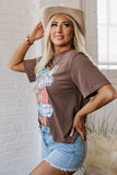 Chicory Coffee Honky Tonk Honey Graphic Crew Neck Western Fashion Tee - Aaria Tees Aaria Tees