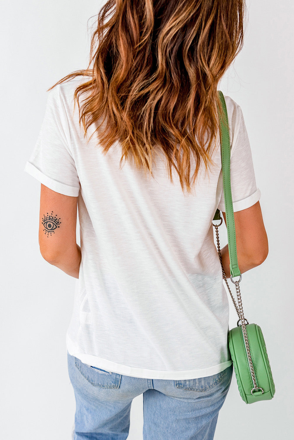 White Bow Tie Baseball Print Round Neck Casual Tee - Aaria Tees Aaria Tees
