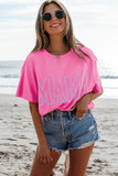 Bright Pink MAMA Letter Graphic Neon T Shirt Aaria Tees