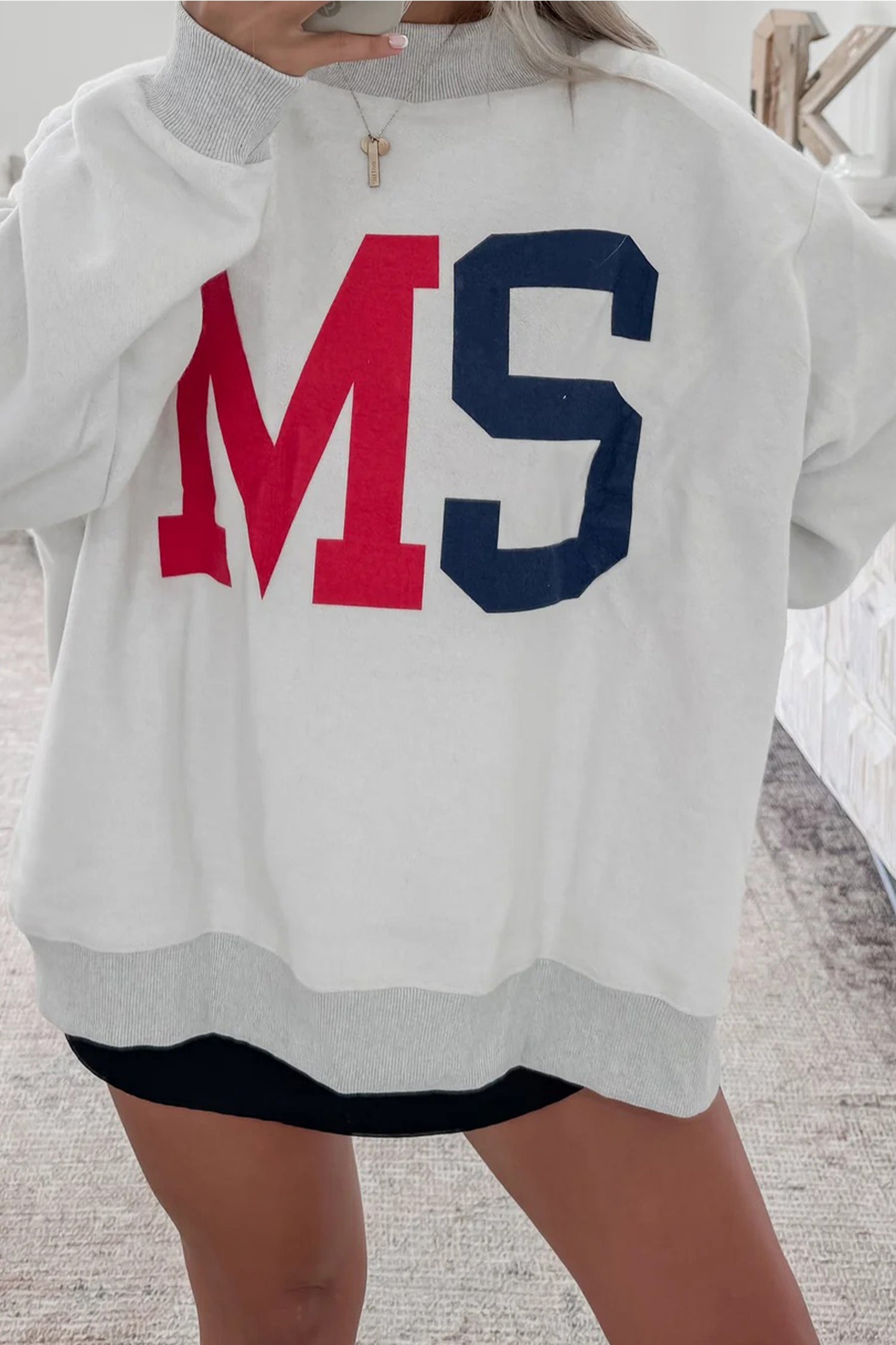 Light Grey MS Reversible Printed Ribbed Patchwork Mock Neck Sweatshirt - Aaria Tees Aaria Tees