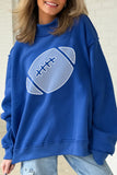 Dark Blue Reversible Gameday Football Graphic Oversized Sweatshirt - Aaria Tees Aaria Tees