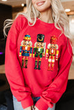 Red Christmas Metallic Nutcracker Graphic Crew Neck Sweatshirt - Aaria Tees Aaria Tees
