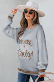 Light Grey See You Cowboy Embroidered Western Graphic Sweater Aaria Tees
