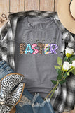 Gray Happy EASTER Lettering Graphic Crewneck Tee Aaria Tees