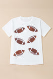 White Sequined Rugby Football Graphic Cotton T Shirt - Aaria Tees Aaria Tees