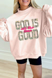 Apricot Pink Camo Print Letter Graphic Mock Neck Sweatshirt - Aaria Tees Aaria Tees