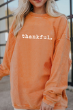 Orange Thankful Ribbed Crew Neck Thanksgiving Sweatshirt - Aaria Tees Aaria Tees