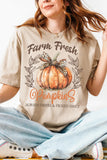 Khaki Farm Fresh Pumpkin Slogan Fall Thanksgiving Graphic Tee - Aaria Tees Aaria Tees