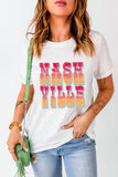 Letter Graphic Round Neck Short Sleeve T-Shirt Aaria Tees