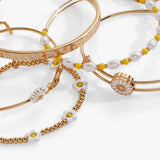 Daisy Flower Beaded Bangle Set of 5 - Aaria Tees Aaria Tees