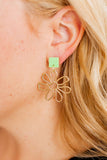 Daisy Statement Earrings - Green - Aaria Tees Aaria Tees