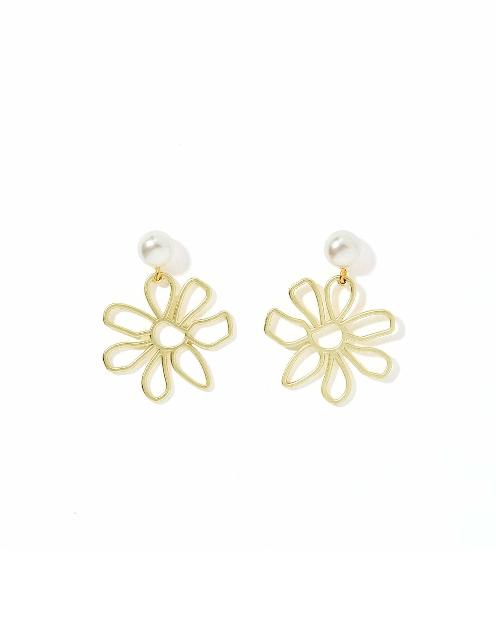 Daisy Statement Earrings - Pearl - Aaria Tees Aaria Tees