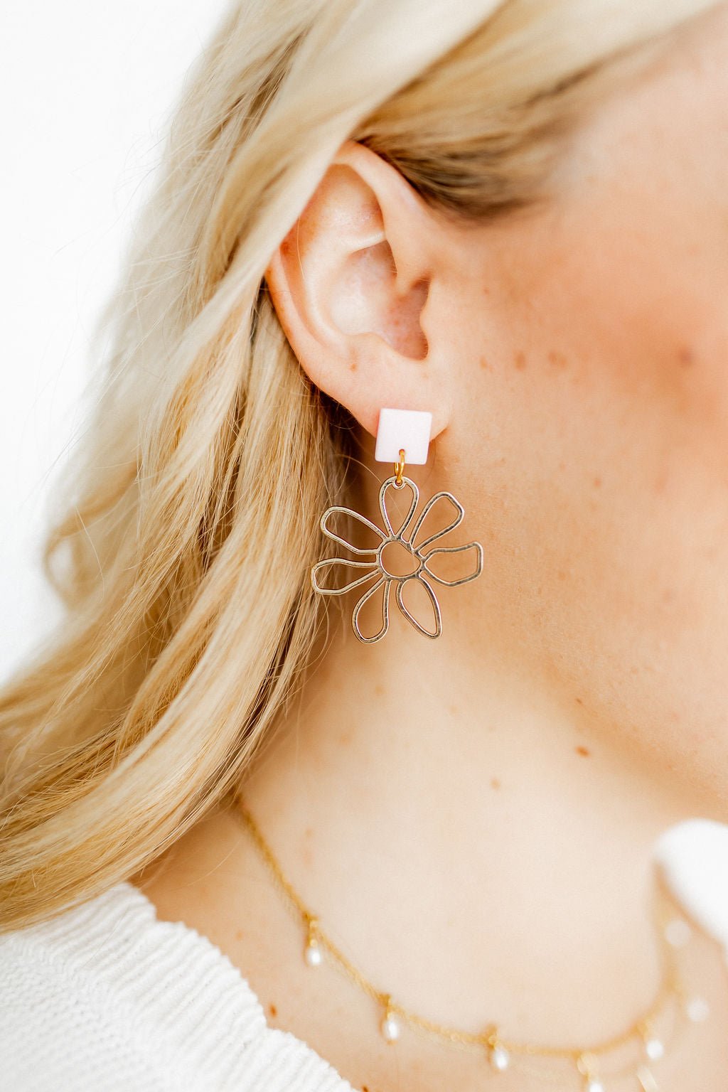 Daisy Statement Earrings - Pink - Aaria Tees Aaria Tees