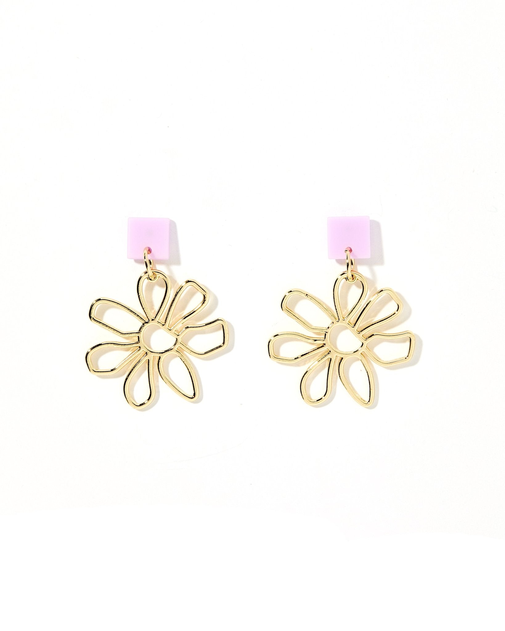 Daisy Statement Earrings - Purple - Aaria Tees Aaria Tees