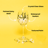 Painted Daisy Wine Glasses Aaria Tees