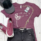 Dandelion Maroon Triblend V Neck Short Sleeve Tee - Aaria Tees Aaria Tees