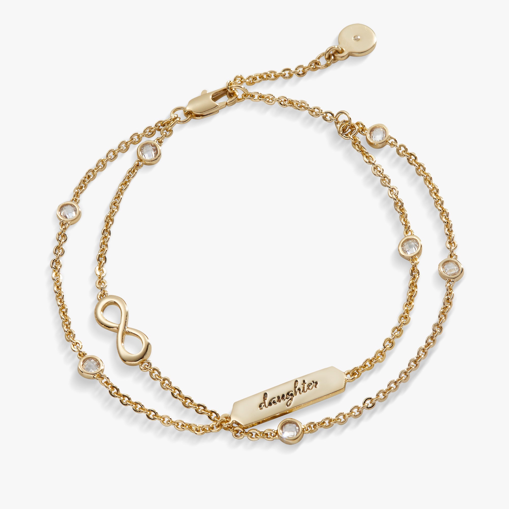 Daughter Infinity Chain Double Strand Bracelet - Aaria Tees Aaria Tees