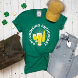 Day Drinking Enthusiast Green Crew Neck Graphic Tee - Aaria Tees Aaria Tees