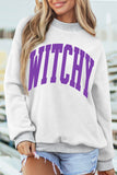 Light Grey Halloween Slogan Print Mock Neck Reversible Sweatshirt Aaria Tees