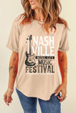 Letter Graphic Round Neck Short Sleeve T-Shirt Aaria Tees