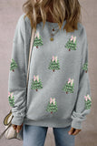 Light Grey Sequin Christmas Tree Graphic Drop Shoulder Pullover Sweatshirt Aaria Tees