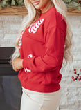 Red Playful Christmas Tree Patched Dropped Shoulder Sweatshirt - Aaria Tees Aaria Tees