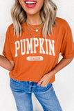 Orange PUMPKIN SEASON Letter Print Relaxed T Shirt - Aaria Tees Aaria Tees