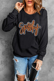 Black Spooky Rhinestone Drop Shoulder Graphic Sweatshirt - Aaria Tees Aaria Tees