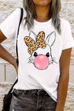 White Leopard Bow Bubble Rabbit Graphic Tee Aaria Tees