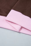 Pink Polka Dot Letter Graphic Colorblock Tunic Sweatshirt Aaria Tees