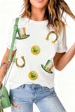 White St Patricks Day Sequin Graphic Casual T Shirt - Aaria Tees Aaria Tees