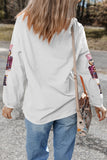White Sequin Nutcracker Graphic Christmas Fashion Corded Sweatshirt - Aaria Tees Aaria Tees