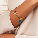 December Birthstone Charm Bangle, Blue Zircon - Aaria Tees Aaria Tees