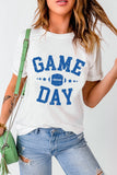 White GAME DAY Rugby Football Graphic Crewneck T Shirt - Aaria Tees Aaria Tees