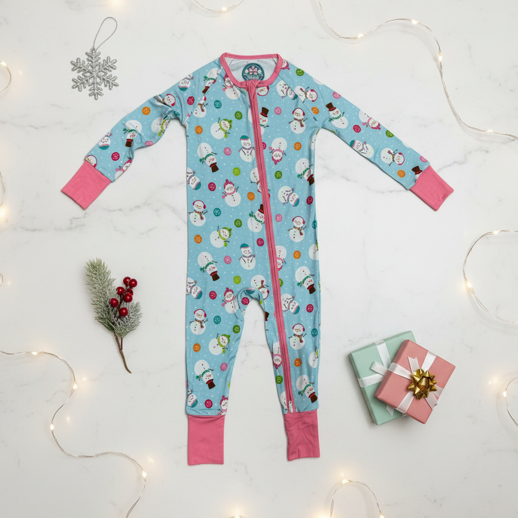 Snowman bamboo zippie - Aaria Tees
