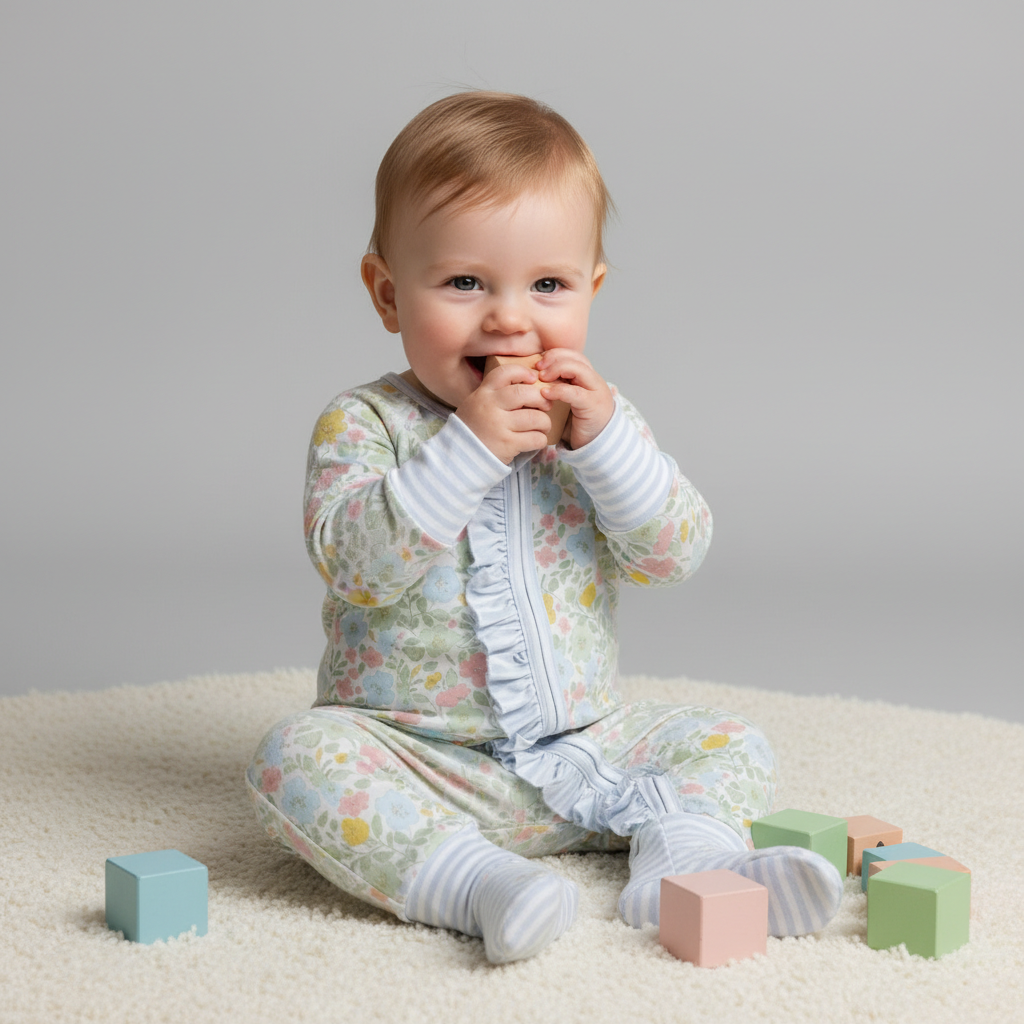 Bamboo blossom ruffle zippie - Aaria Tees Aaria Tees