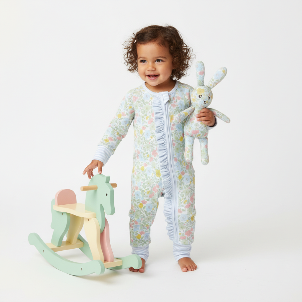 Bamboo blossom ruffle zippie - Aaria Tees Aaria Tees