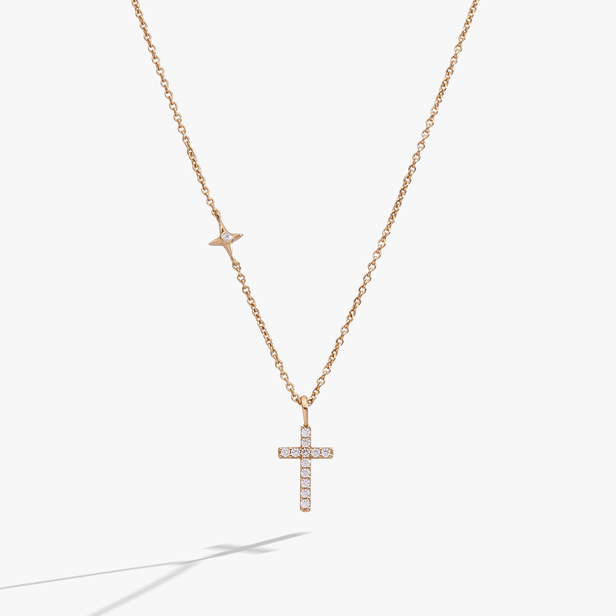 Cross Delicate Pave Crystal Pendant Necklace - Aaria Tees Aaria Tees