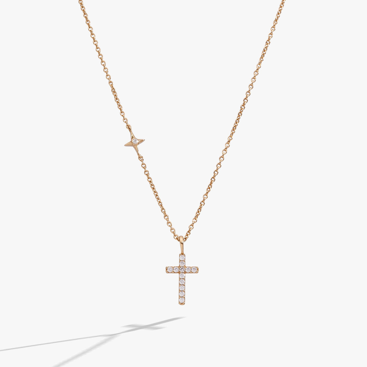 Cross Delicate Pave Crystal Pendant Necklace - Aaria Tees