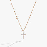 Cross Delicate Pave Crystal Pendant Necklace - Aaria Tees Aaria Tees